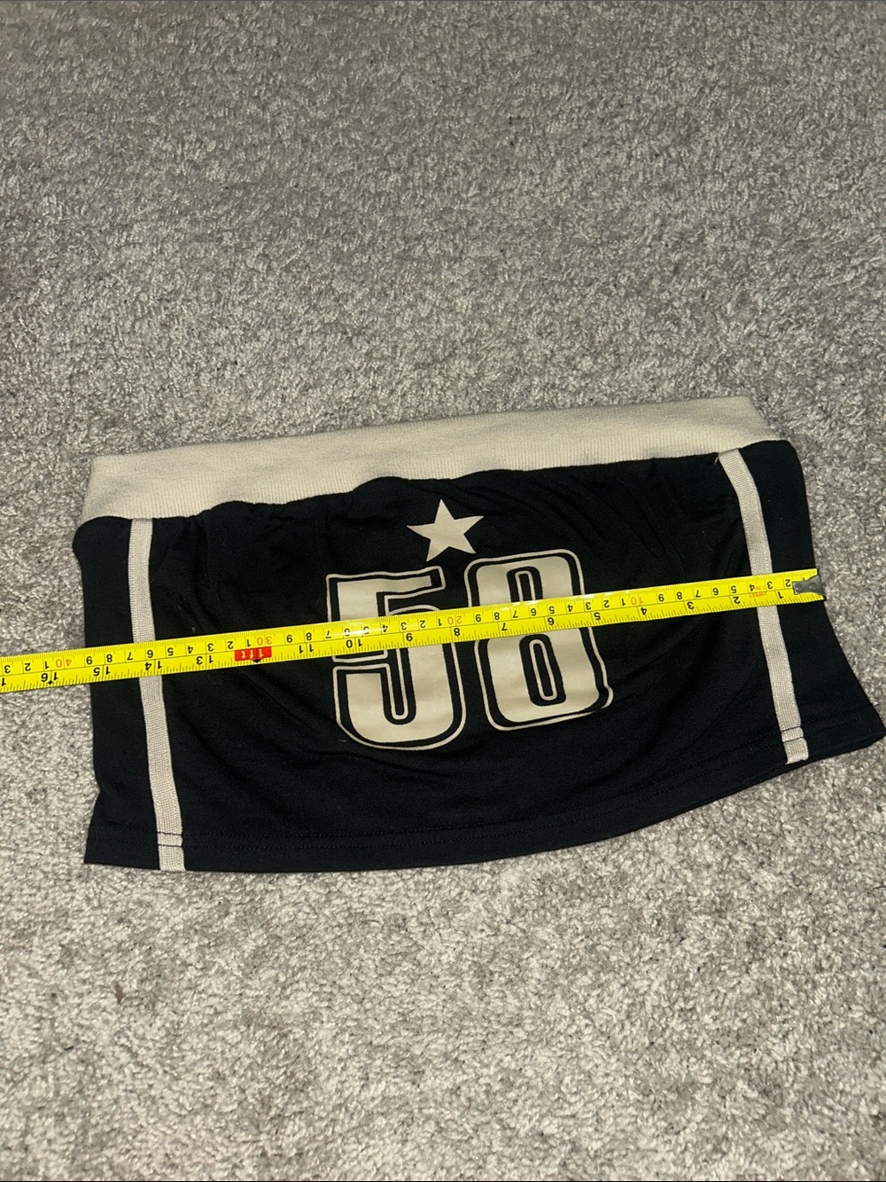 Black & Cream '58' Strapless Crop Tube Top - Picture 4 of 4